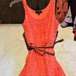 Womens Coral lace sleeveless Dress